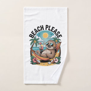 Sloth with Ice Cream Summer Beach Please Hand Towel