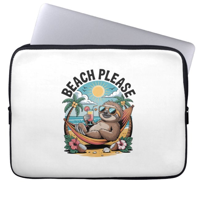 Sloth with Ice Cream Summer Beach Please Laptop Sleeve (Front)