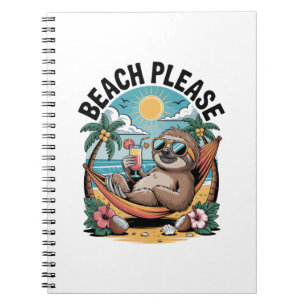 Sloth with Ice Cream Summer Beach Please Notebook
