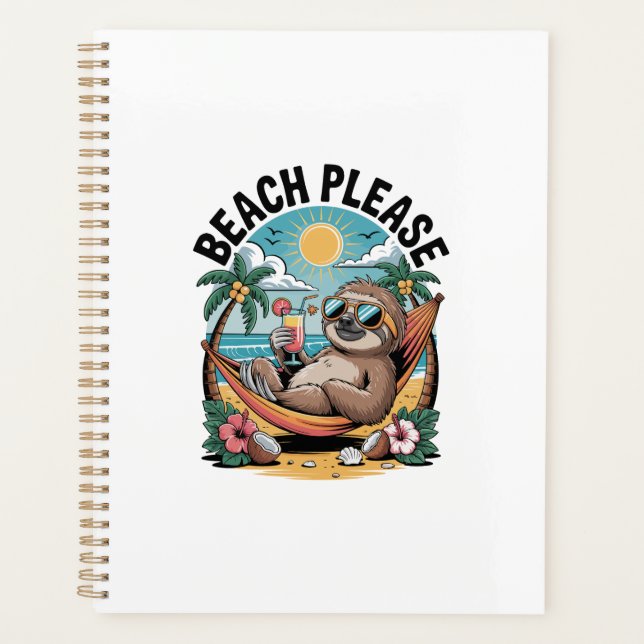 Sloth with Ice Cream Summer Beach Please Planner (Front)