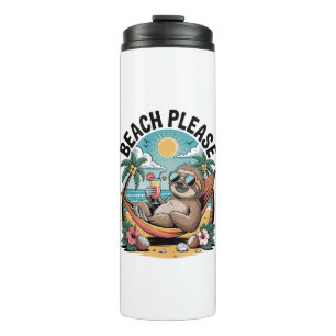 Sloth with Ice Cream Summer Beach Please Thermal Tumbler