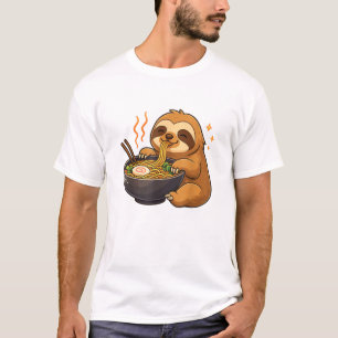 Sloth with Noodles Ramen Kawaii Sloth T-Shirt
