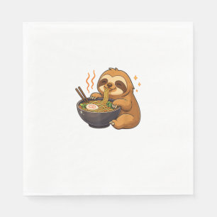 Sloth with Noodles Ramen Kawaii Sloth T-Shirt Napkin