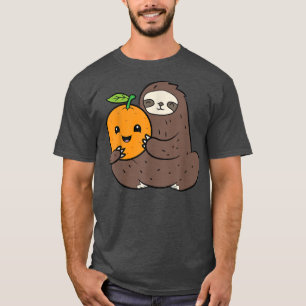 Sloth With Orange Fruit Cute Oranges And Sloth T-Shirt