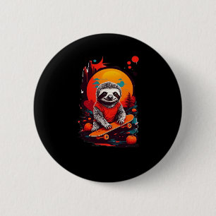 Sloth with skateboard on halloween night Classic T 6 Cm Round Badge
