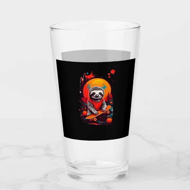Sloth with skateboard on halloween night Classic T Glass (Front)