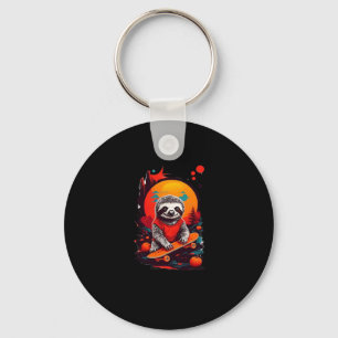Sloth with skateboard on halloween night Classic T Key Ring