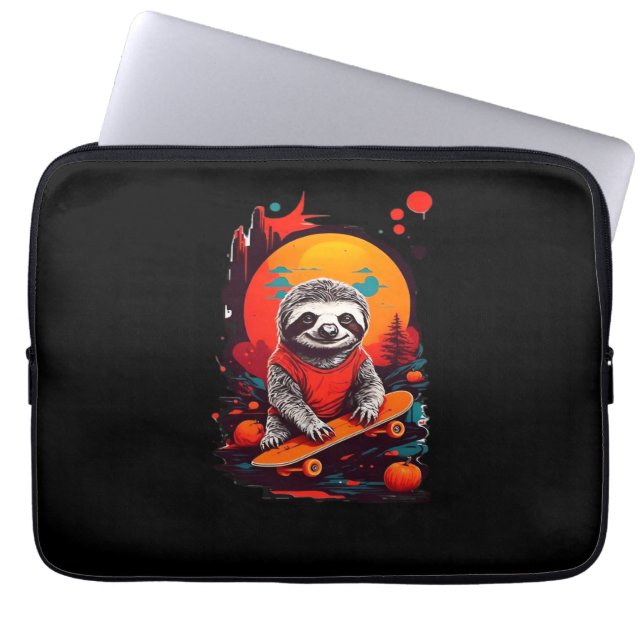 Sloth with skateboard on halloween night Classic T Laptop Sleeve (Front)