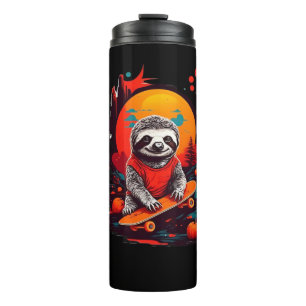 Sloth with skateboard on halloween night Classic T Thermal Tumbler