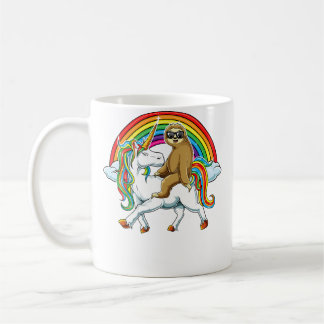 Sloth With Sunglasses Riding Unicorn Funny Magical Coffee Mug