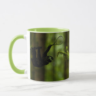 Sloth with Tennis Racket in the Rainforest Mug