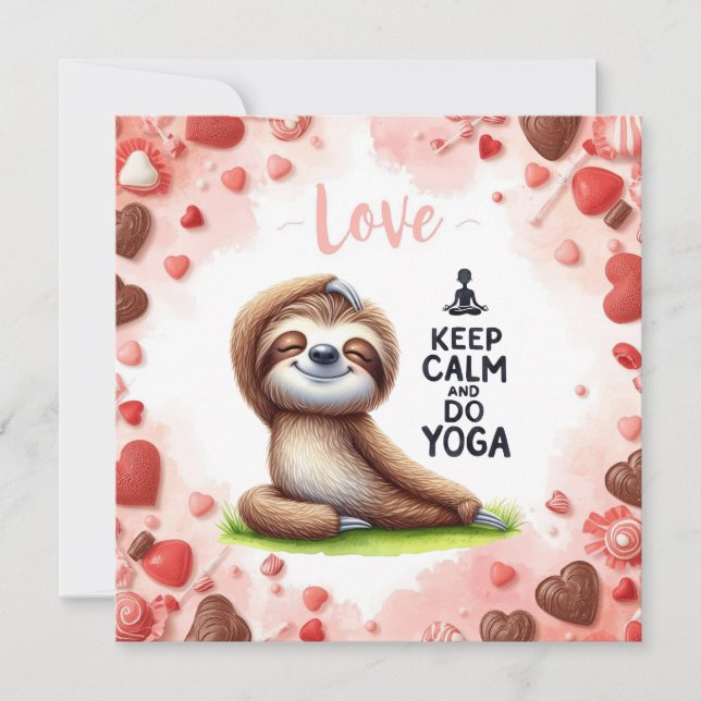 Sloth with text LOVE for Valentine's Day Card (Front)