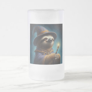 Sloth Wizard Frosted Glass Beer Mug
