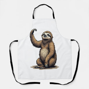 Sloth Woodcut Vintage Wildlife Tee 2 Apron