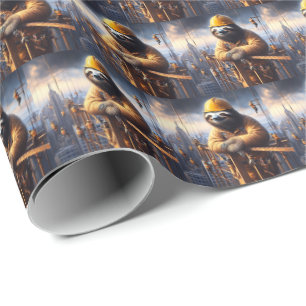 Sloth Working the High Steel Wrapping Paper