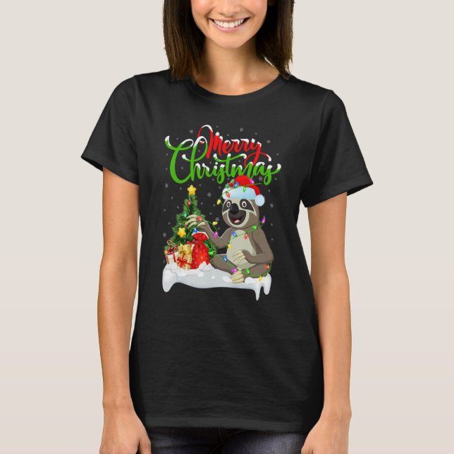 Sloth   Xmas Decorations Santa Sloth Christmas T-Shirt (Front)