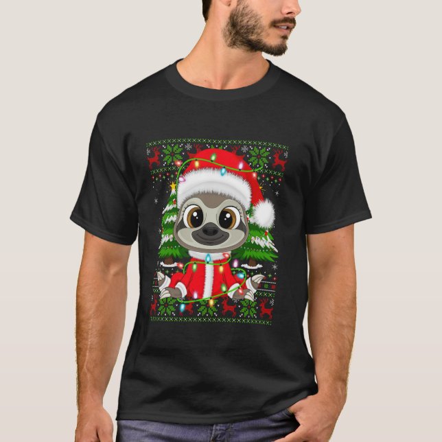Sloth Xmas Sweater Style Ugly Santa Sloth Christma (Front)