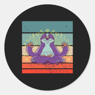 Sloth Yoga Meditation Zen Mindfulness Relaxation P Classic Round Sticker