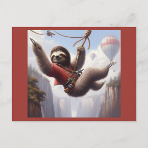 Sloth Ziplining Postcard