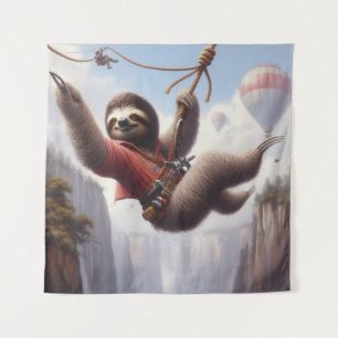 Sloth Ziplining Tapestry
