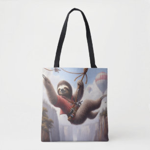 Sloth Ziplining Tote Bag