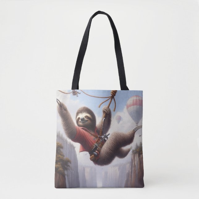 Sloth Ziplining Tote Bag (Front)