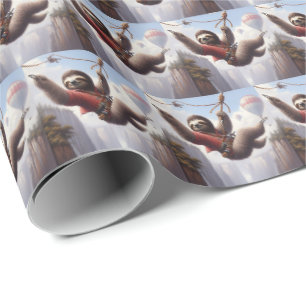 Sloth Ziplining Wrapping Paper