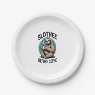 Slothee before coffee Sublimation Paper Plate