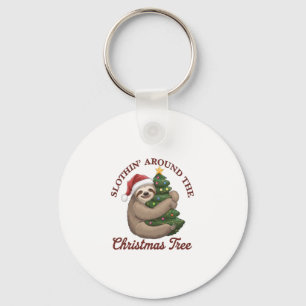 Slothin' Around the Christmas Tree Key Ring