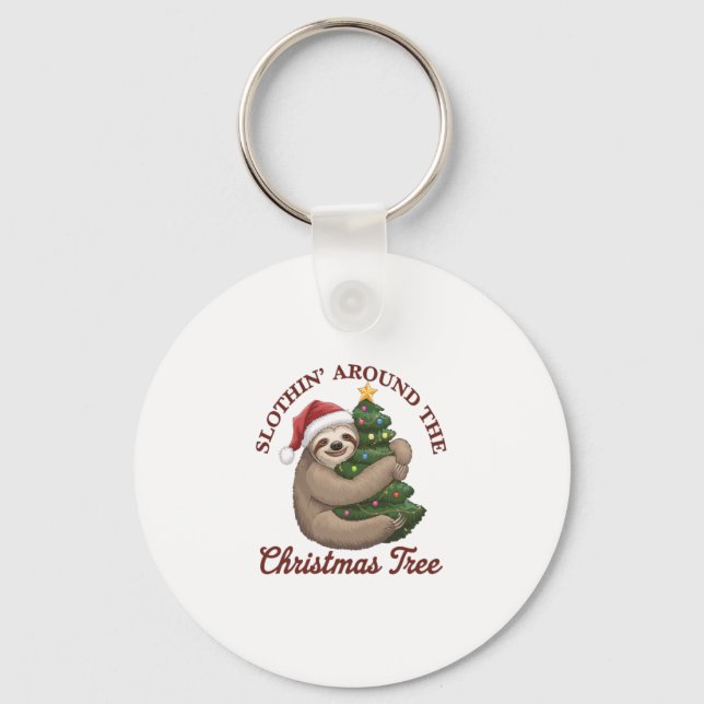 Slothin' Around the Christmas Tree Key Ring (Front)