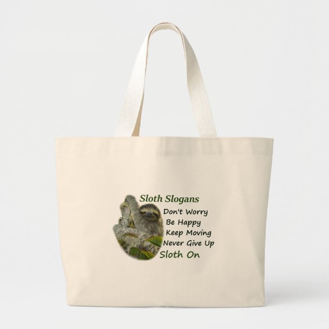 Slothing Photo Motivational Cute Sloth Sayings Large Tote Bag (Front)