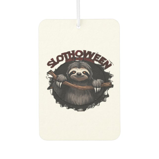 Slothoween Chill And Thrill - Creepy Sloth Classic Car Air Freshener (Front)