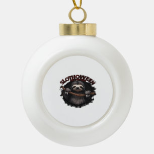 Slothoween Chill And Thrill - Creepy Sloth Classic Ceramic Ball Christmas Ornament