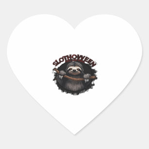 Slothoween Chill And Thrill - Creepy Sloth Classic Heart Sticker