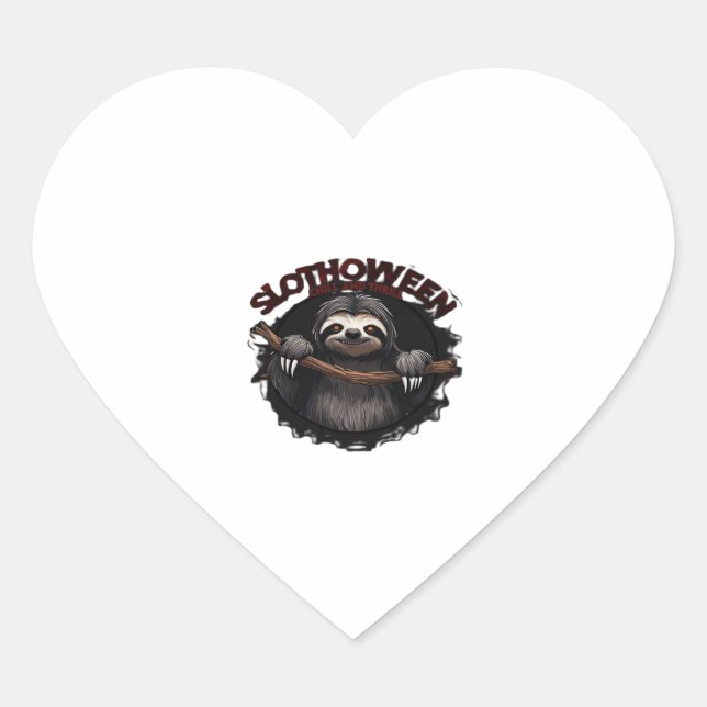 Slothoween Chill And Thrill - Creepy Sloth Classic Heart Sticker (Front)