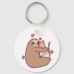 Sloths and Cats Are Best Friends Key Ring