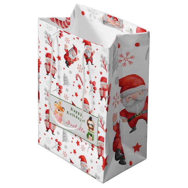 Sloths and Fox Customise Text and Name Medium Gift Bag (Front Angled)