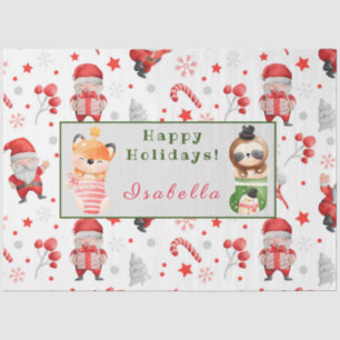 Sloths and Fox Customise Text and Name Tissue Paper