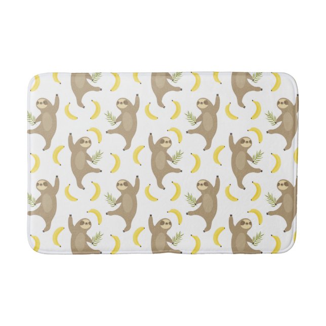 Sloths & Bananas Pattern Bath Mat (Front)