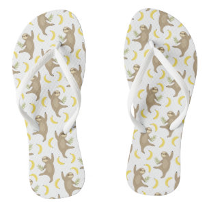Sloths & Bananas Pattern Flip Flops