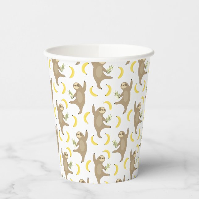Sloths & Bananas Pattern Paper Cups (Left)