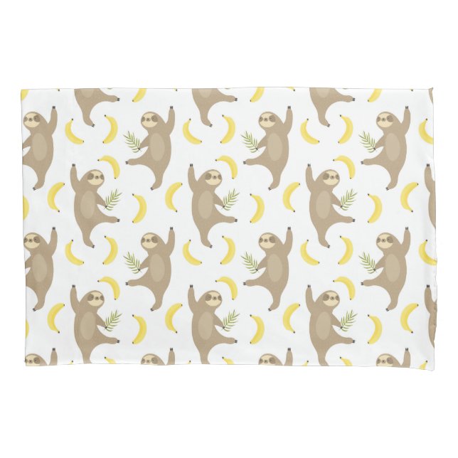 Sloths & Bananas Pattern Pillowcase (Front-Left)