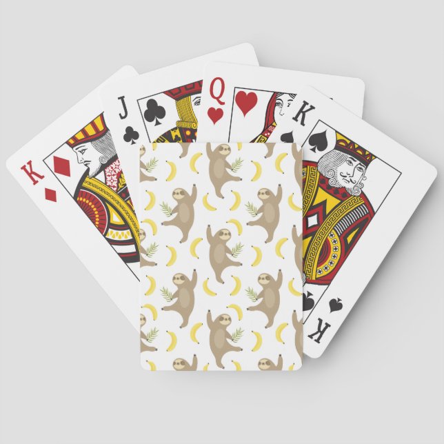 Sloths & Bananas Pattern Playing Cards (Back)