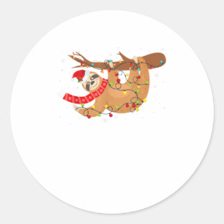 Sloths Christmas Lights Funny Sloths Xm Classic Round Sticker