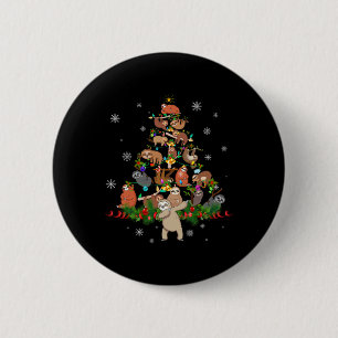 Sloths Christmas Tree Lights Fun Sloths Xmas Gift 6 Cm Round Badge