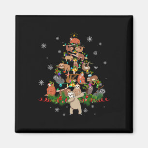 Sloths Christmas Tree Lights Fun Sloths Xmas Gift  Magnet