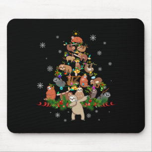 Sloths Christmas Tree Lights Fun Sloths Xmas Gift  Mouse Mat