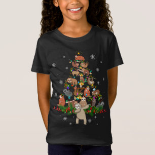 Sloths Christmas Tree Lights Funny Sloths Xmas Gif T-Shirt