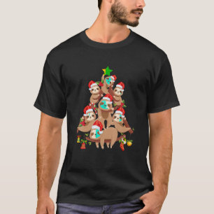 Sloths Christmas Tree Lights Xmas Sloth Lover Men T-Shirt