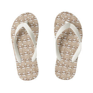 Sloths & Coffee Pattern Kid's Flip Flops